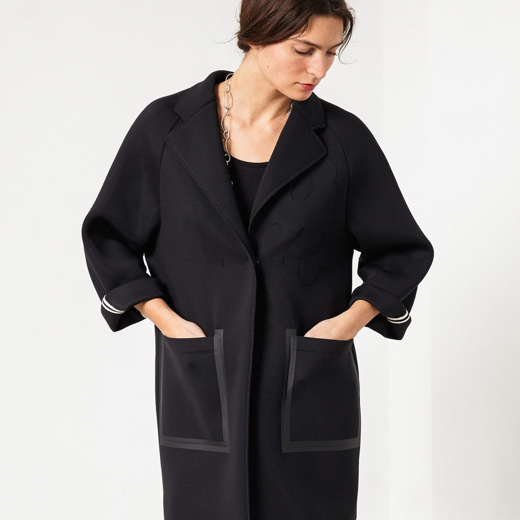 Neoprene Flower Coat in Black