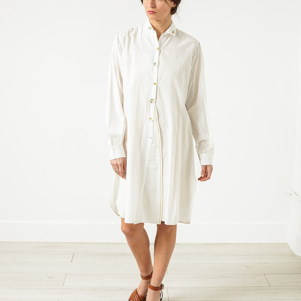 Pleated Sleeve Tunic in White