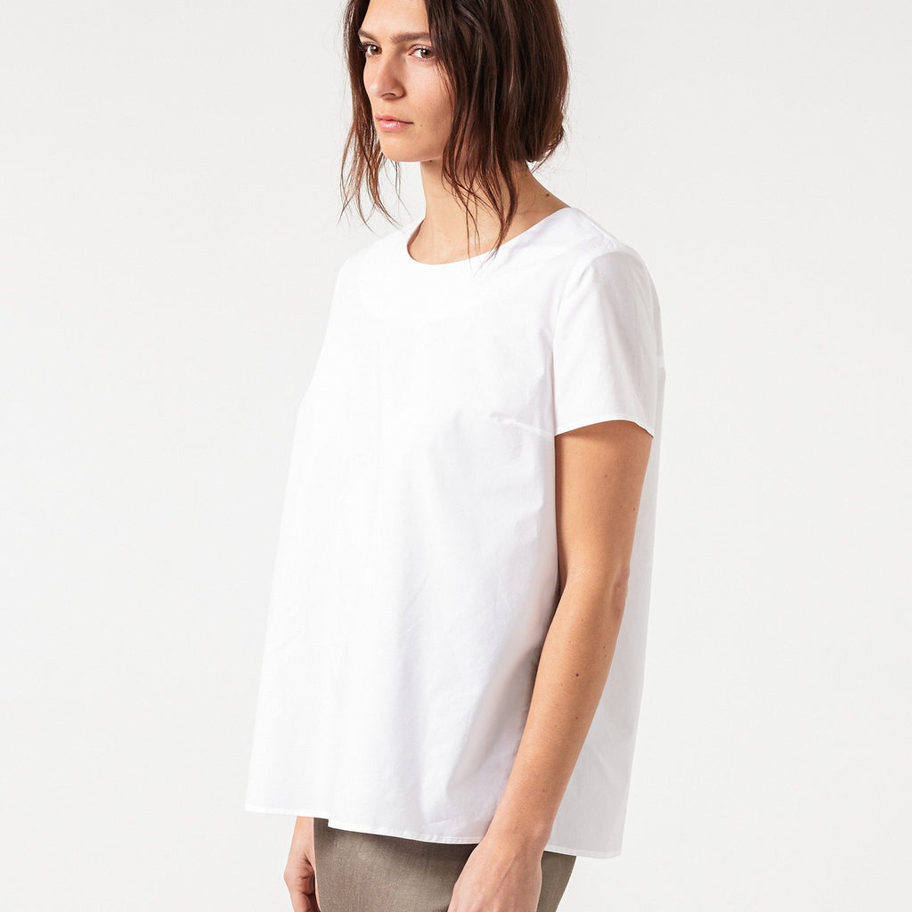 Pleat Back Blouse in White