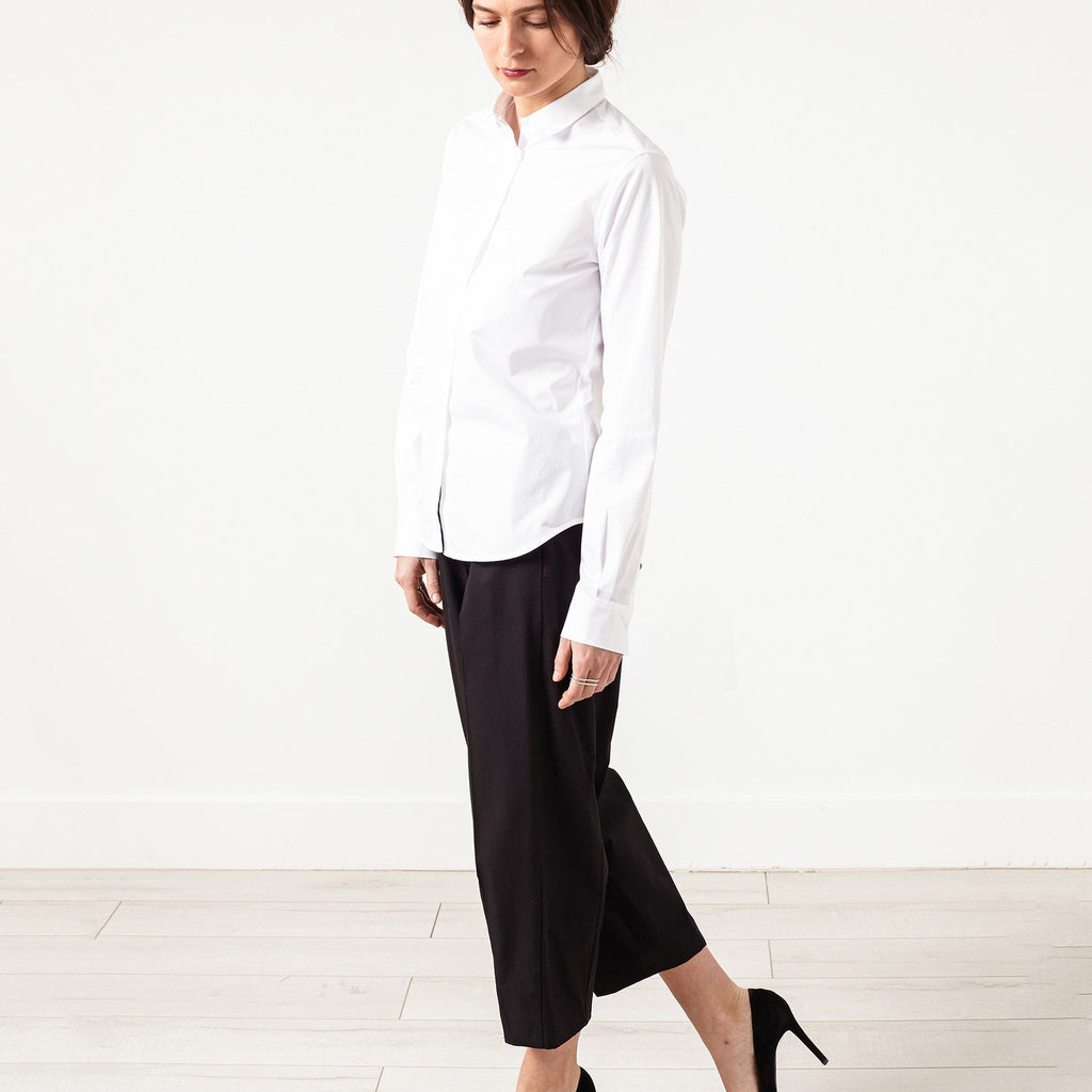 Wide Cropped Trouser in Black