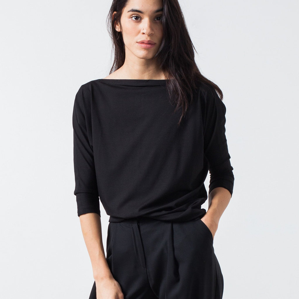Boat Neck Top in Black