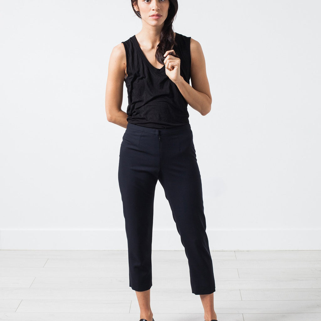 Wool Cropped Pant in Navy