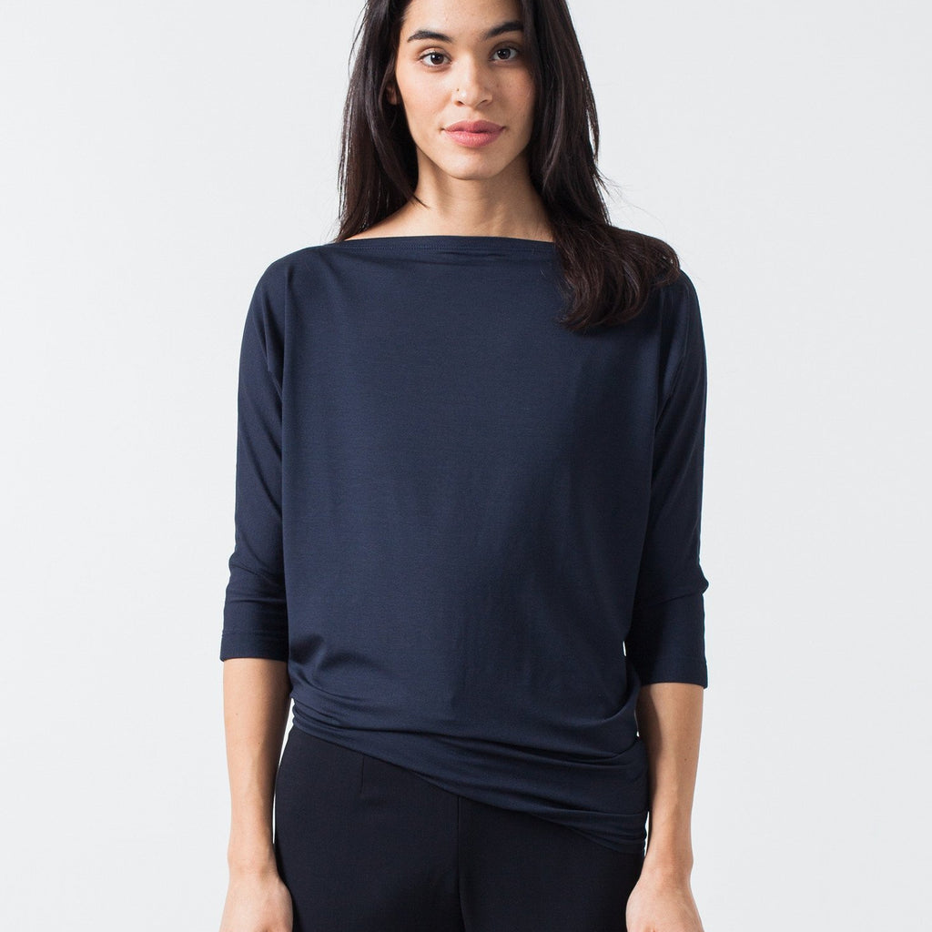 Boat Neck Top in Marine
