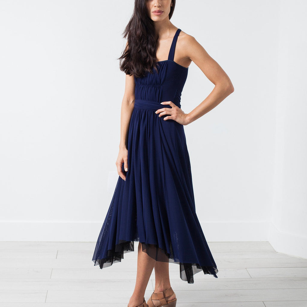Ruched Party Dress in Navy