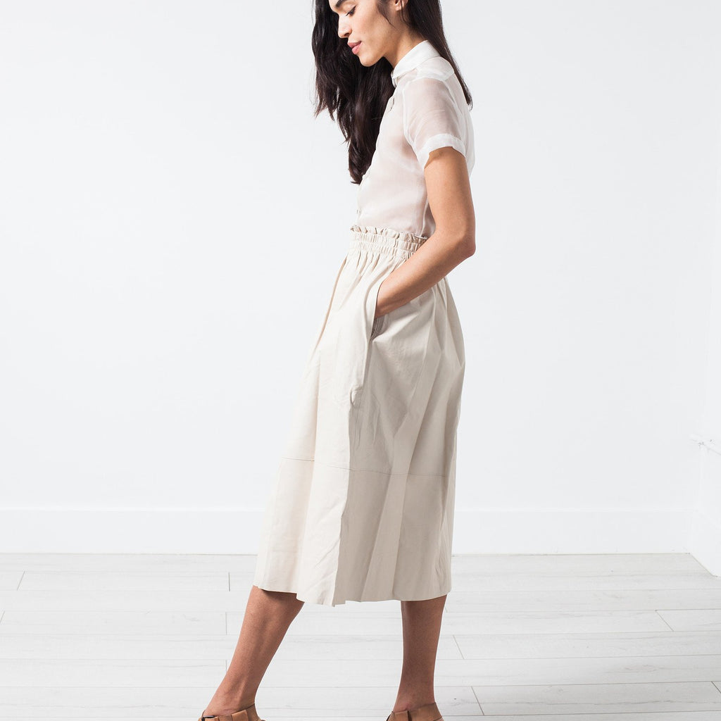 Eulera Leather Skirt in Cream