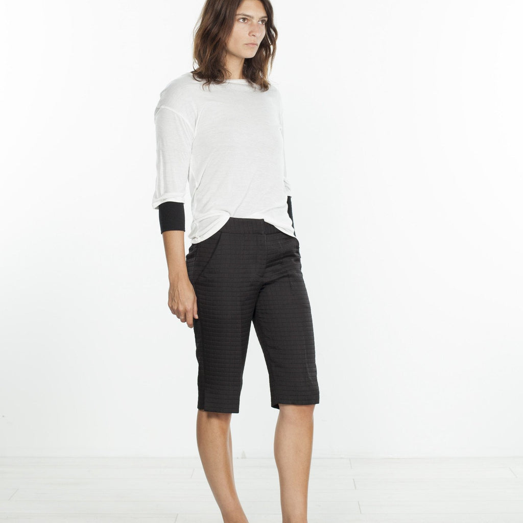 Square Stitch Knee Short in Black
