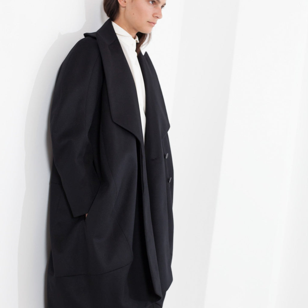 Shahmeena Cocoon Coat in Black