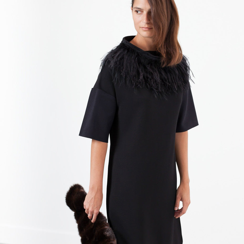 Ostrich Plume Dress in Black