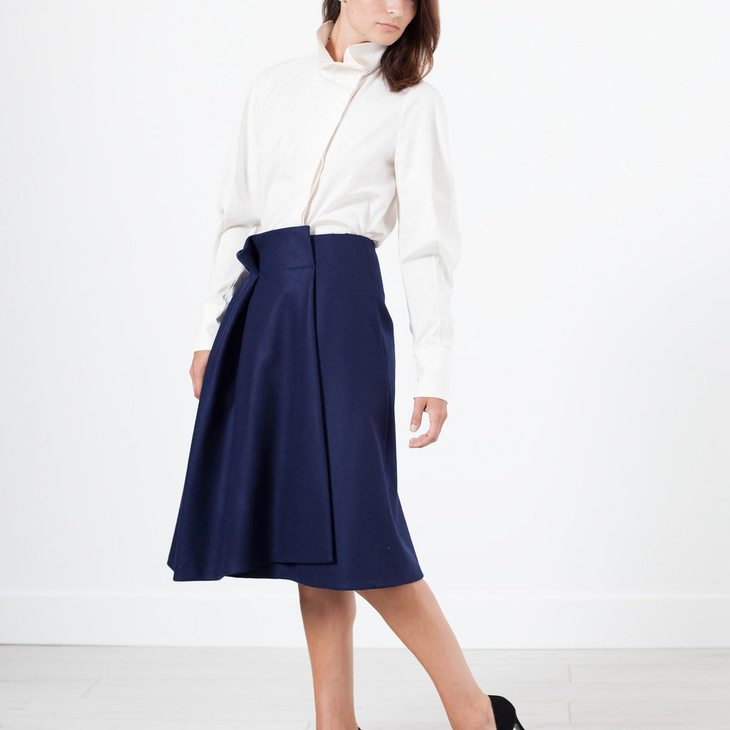 Full Collar Poplin Blouse in Off White