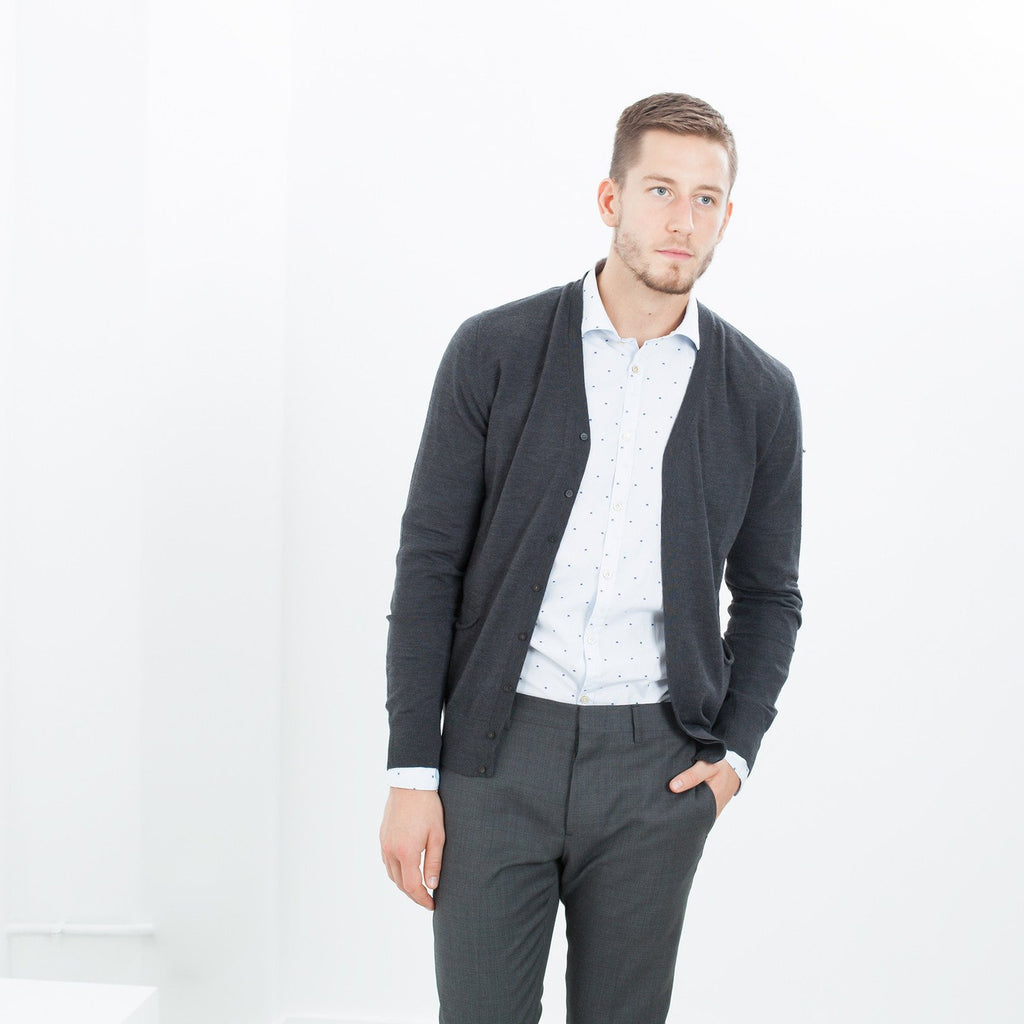 Hidden Placket Cardigan in Charcoal