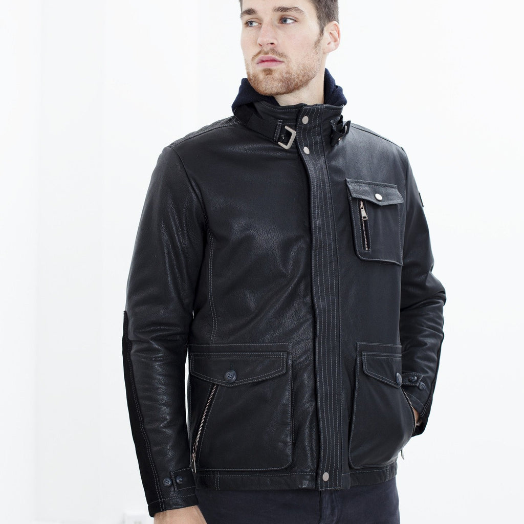 Prince Leather Field Jacket in Meteor