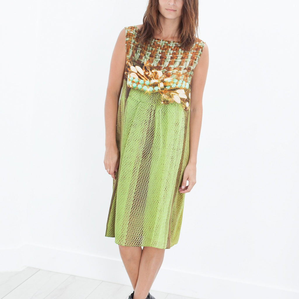 Silk Shift in Tweed and Net