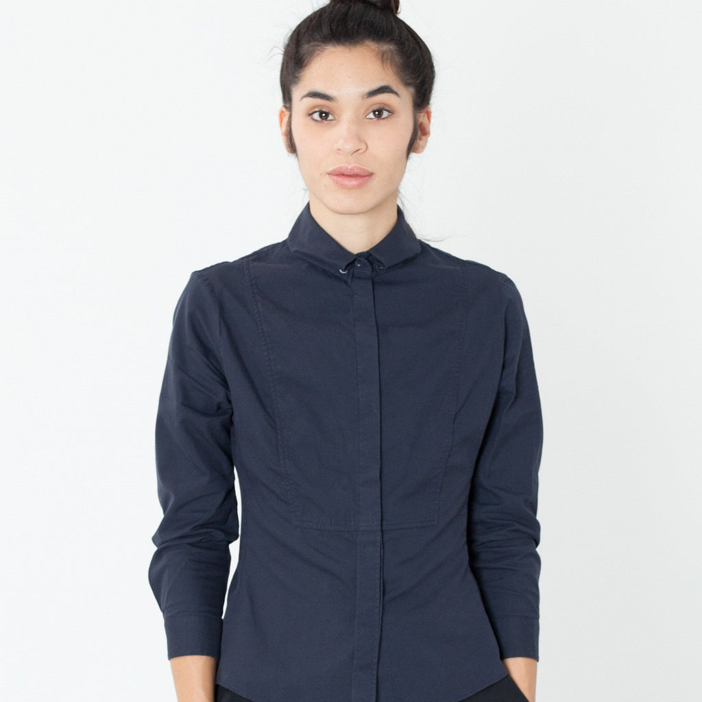 Wrinkled Tux Shirt in Navy