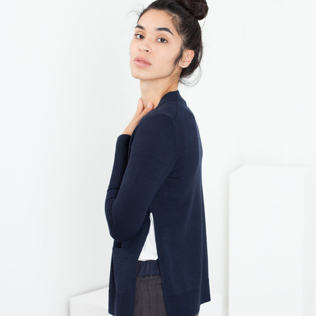 Square Cardigan in Navy
