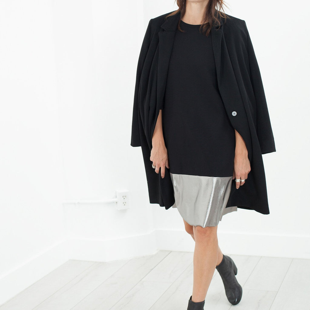 Border Dress in Black/Silver