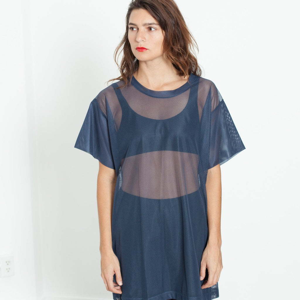 Mesh Over Tee in Navy