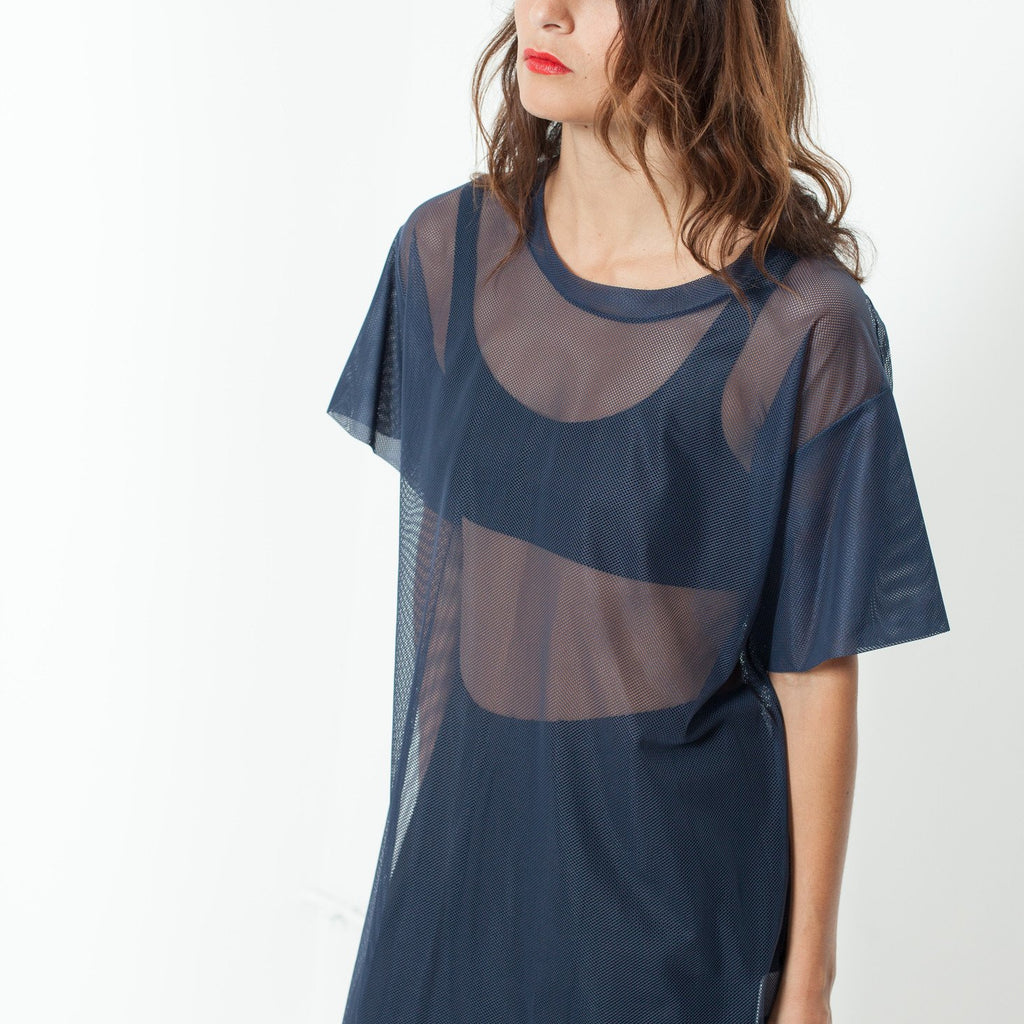 Mesh Over Dress in Navy