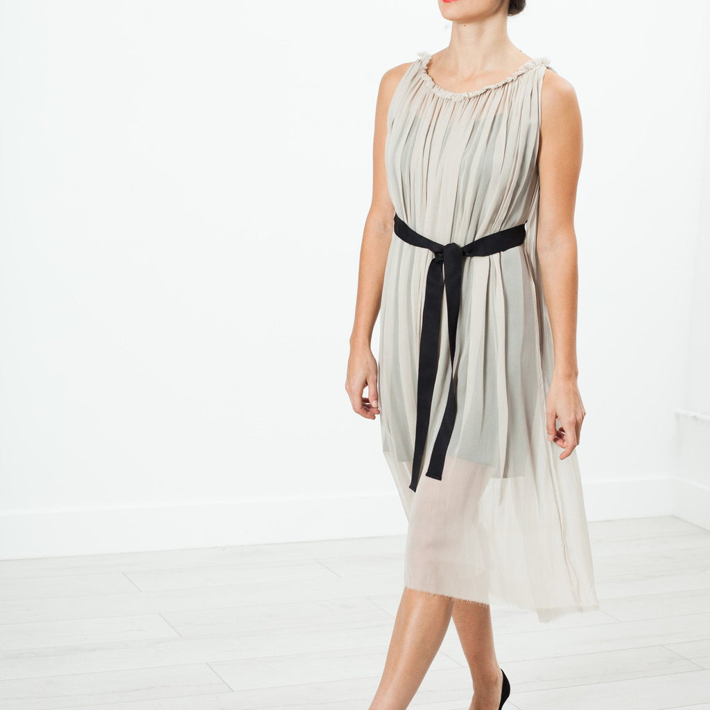 Chiffon Cape Back Dress in Sand