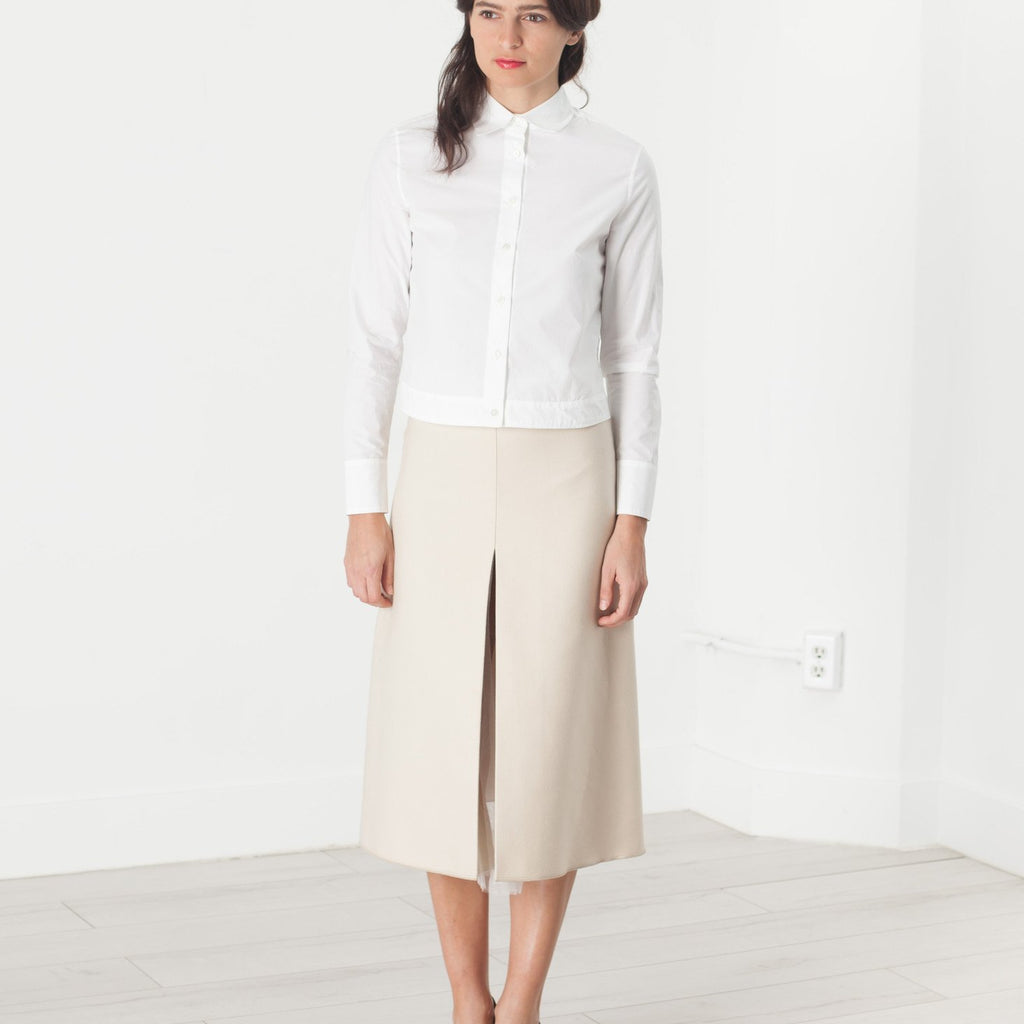 Tulle Pleat Skirt in Cream