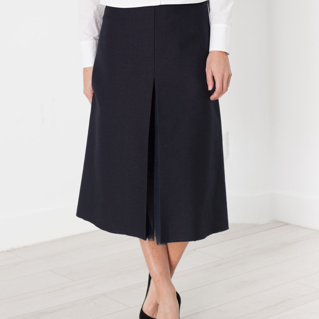 Tulle Pleat Skirt in Navy