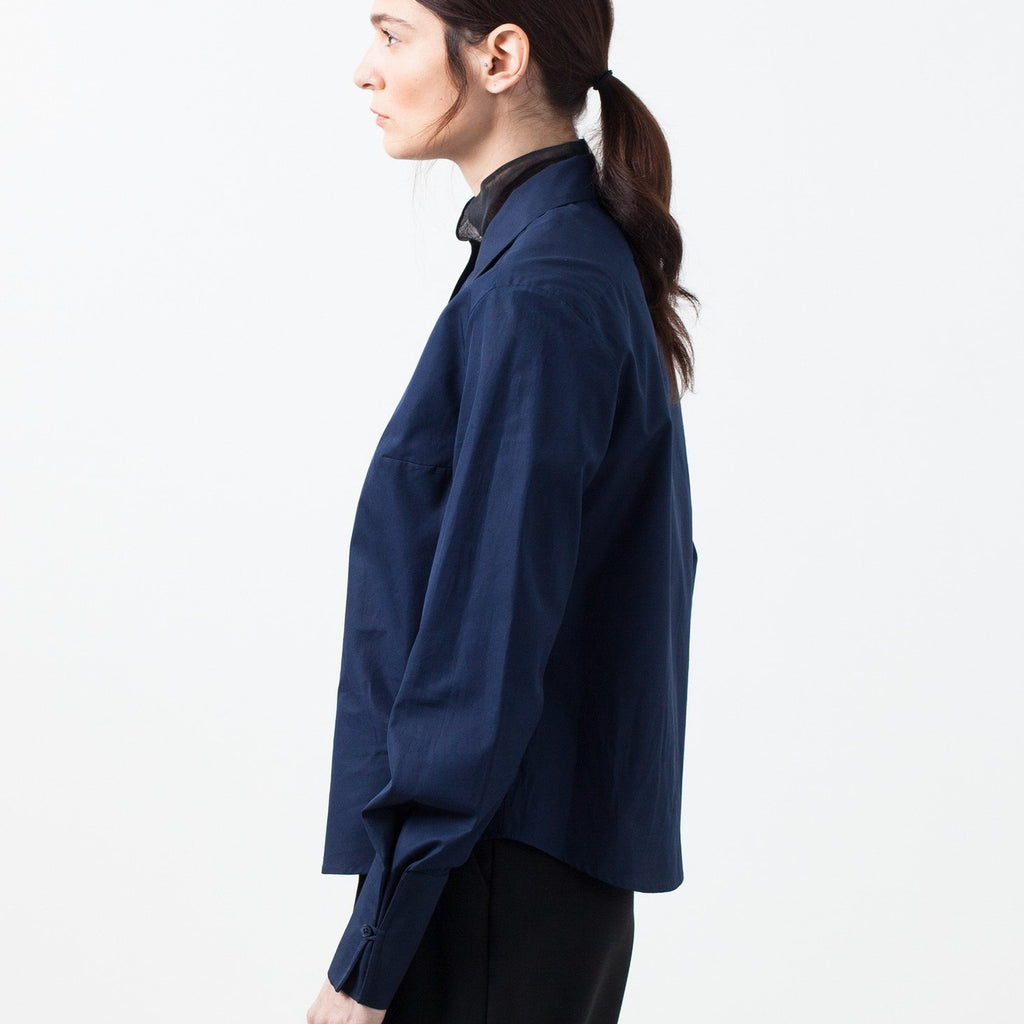 Sheer Silk Collar Button Up