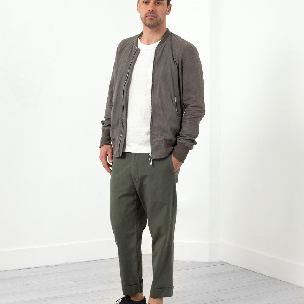 Leather Bomber Jacket in Dust