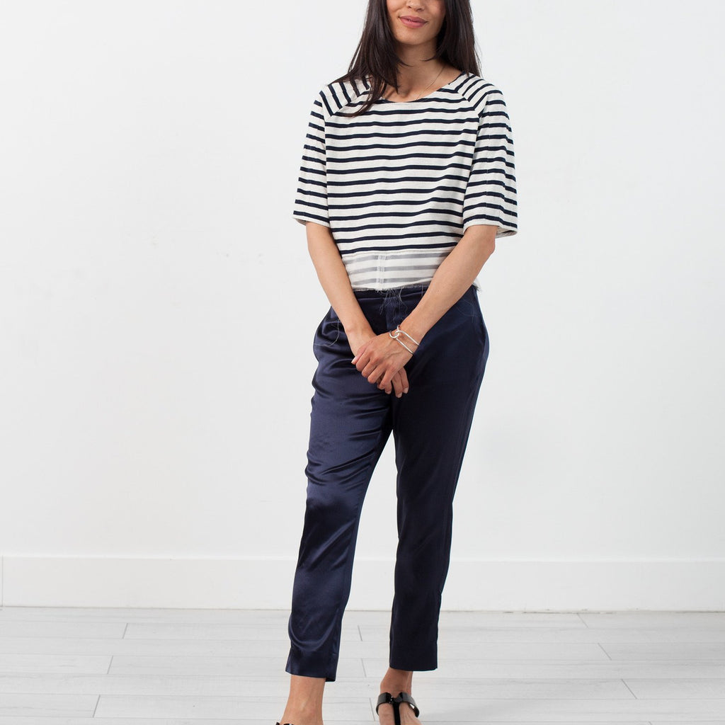 Sleeve Top in Navy Stripe