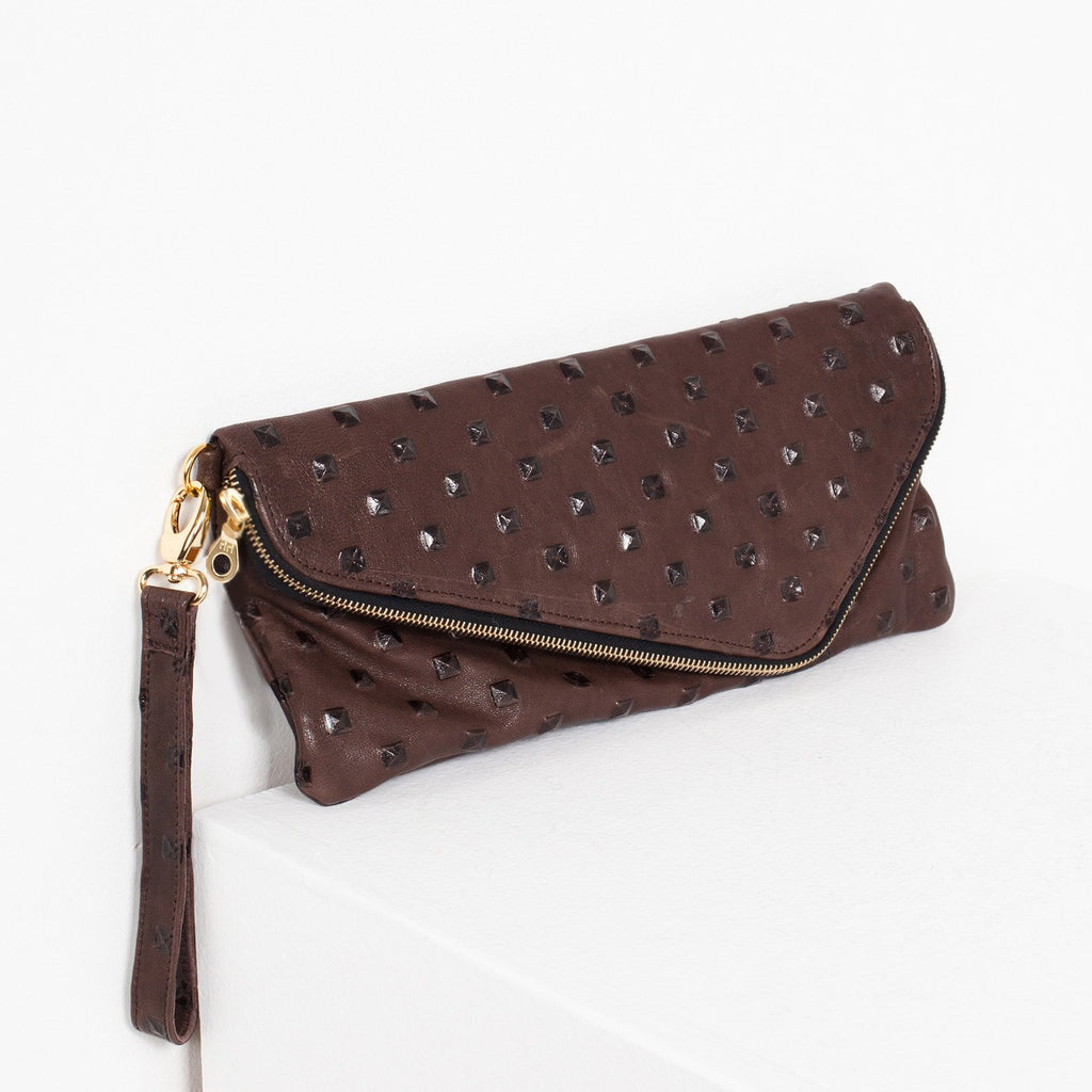Roxanne Leather Clutch in Brown