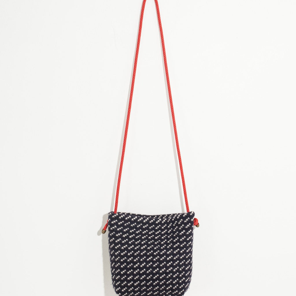 Wool Shoulder Pouch in Black/White