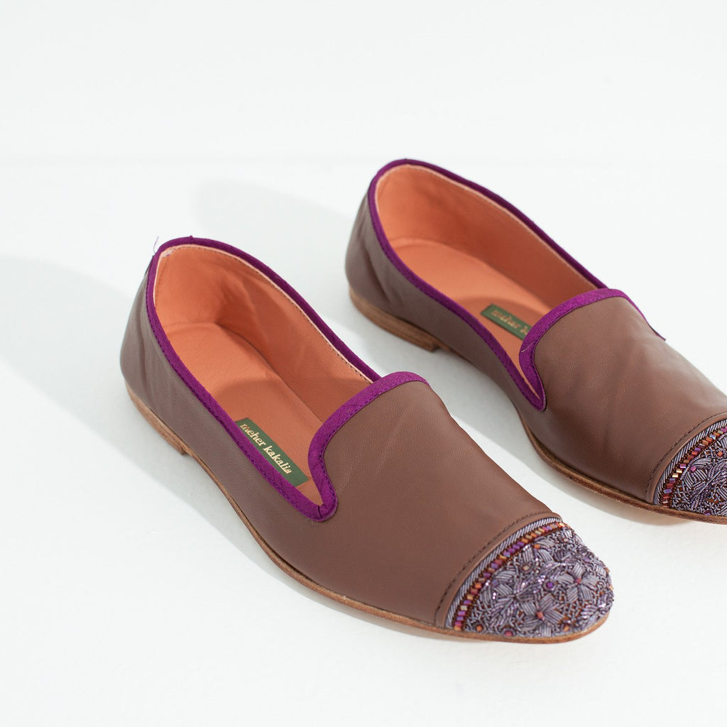 Bizi Cap Toe Loafer in Rose/Aubergine