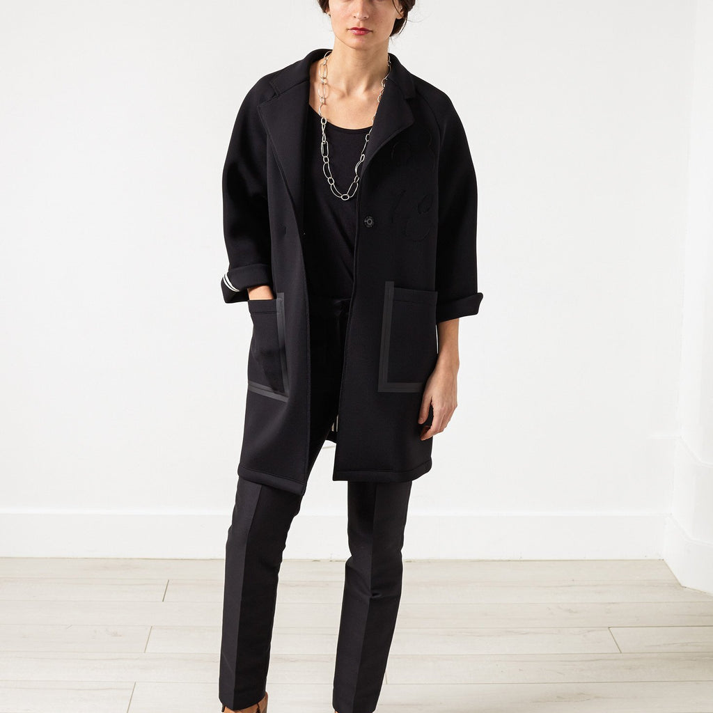 Neoprene Flower Coat in Black