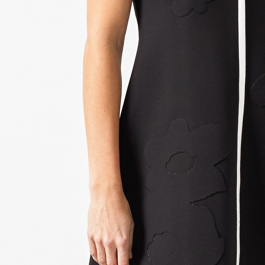 Neoprene Flower Dress in Black