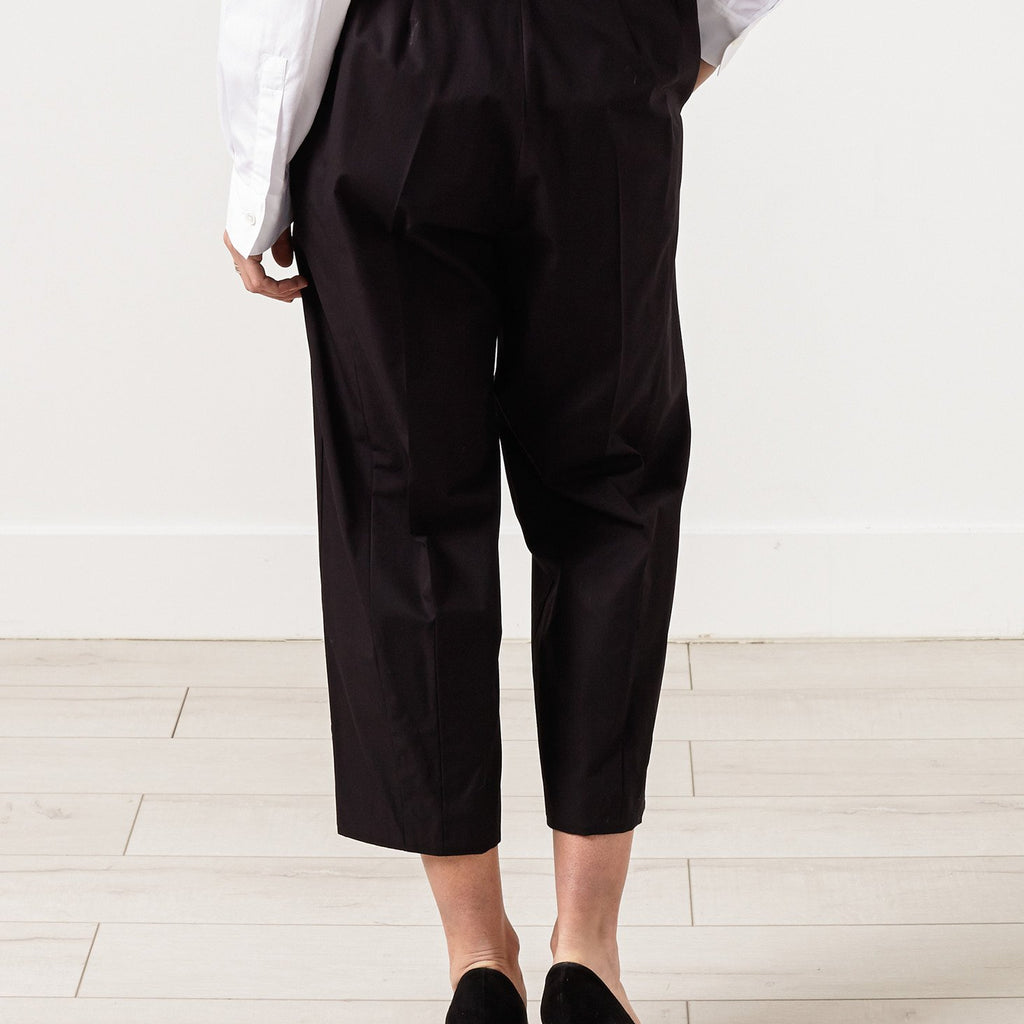 Wide Cropped Trouser in Black