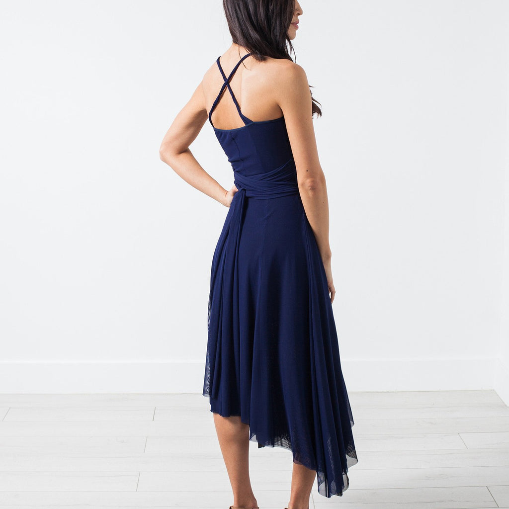 Ruched Party Dress in Navy