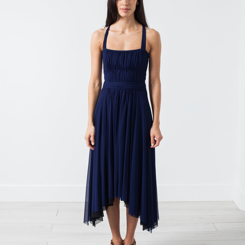 Ruched Party Dress in Navy