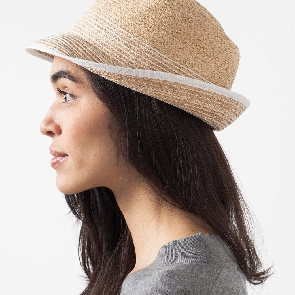 Washboard Hat in Straw/White