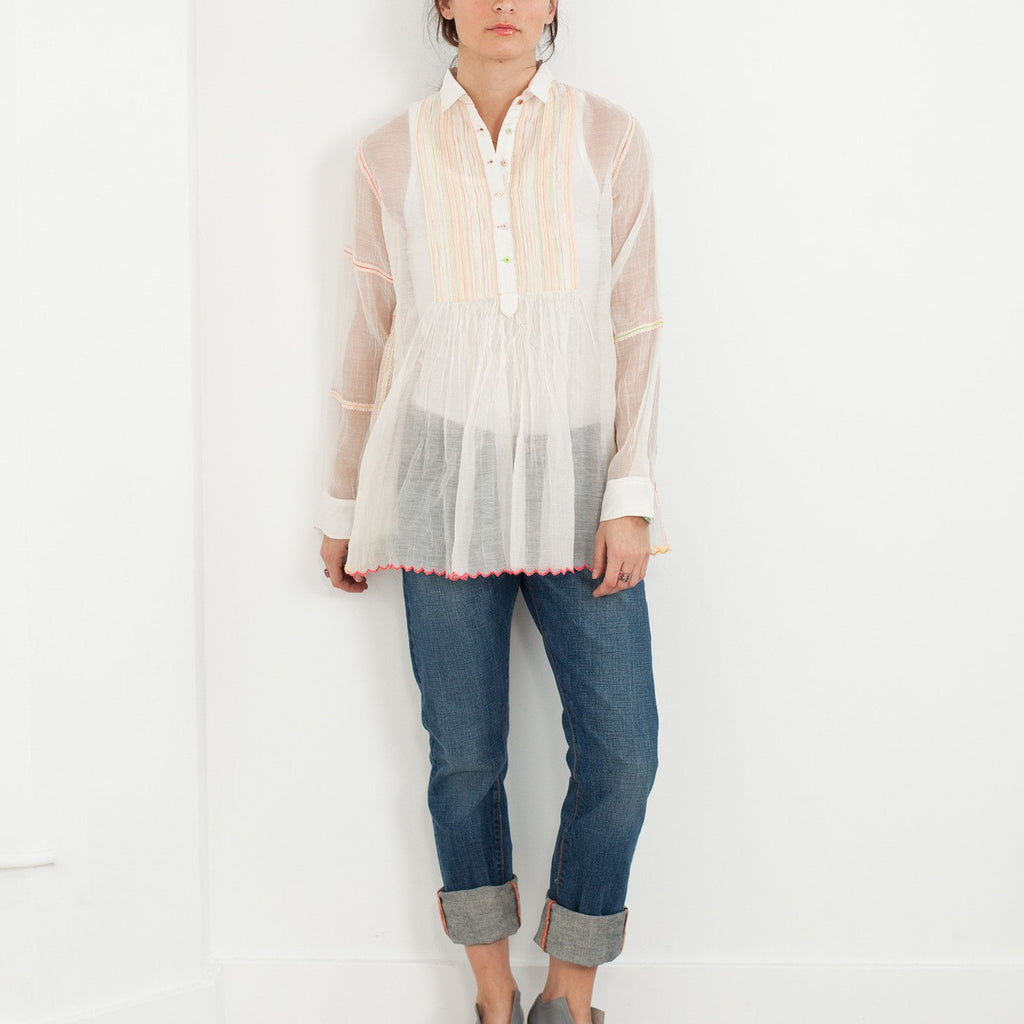 Sheer Rainbow Blouse in White