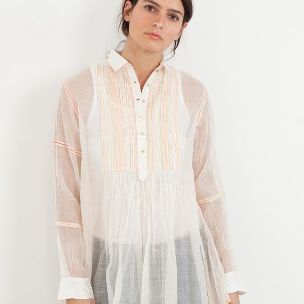 Sheer Rainbow Blouse in White