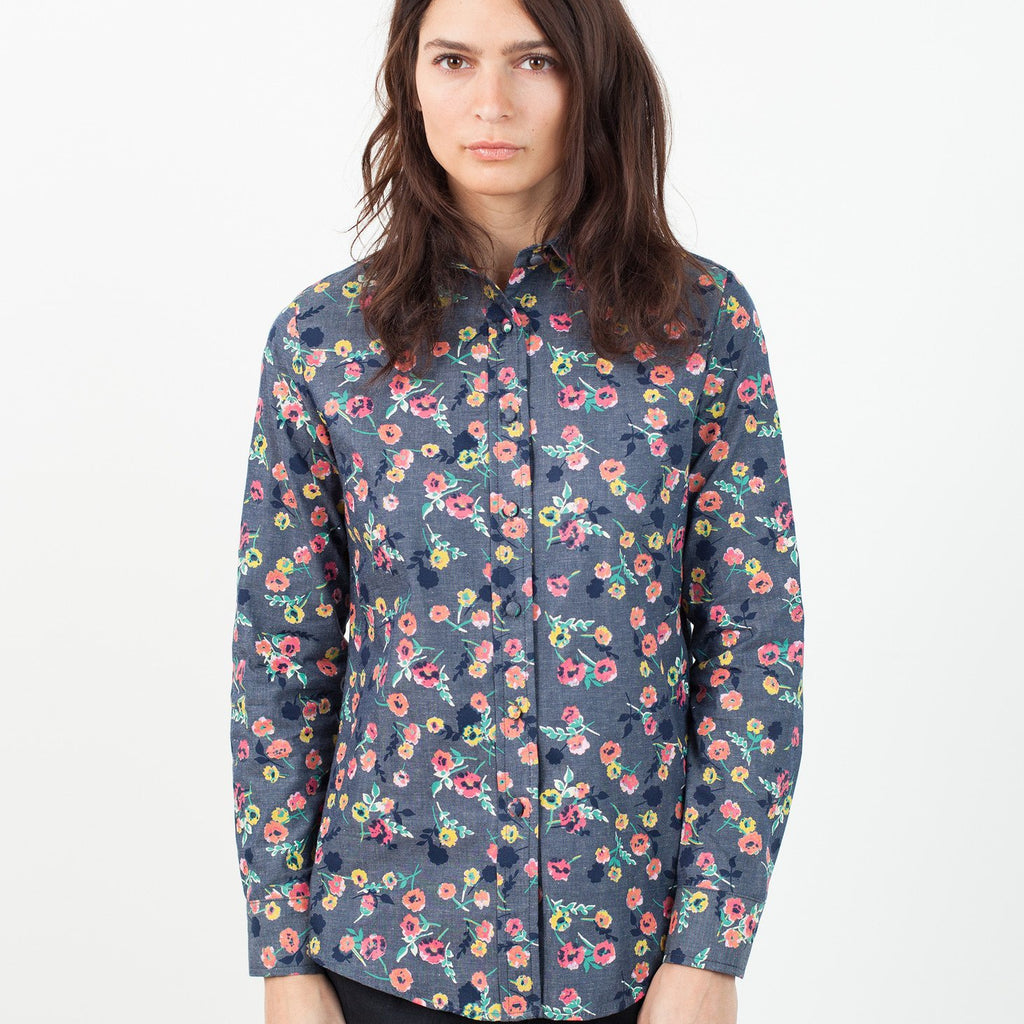 Long Sleeve Blouse in Black/Floral