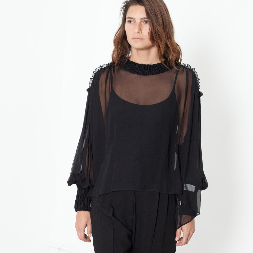 Poet Silk Sweater in Black
