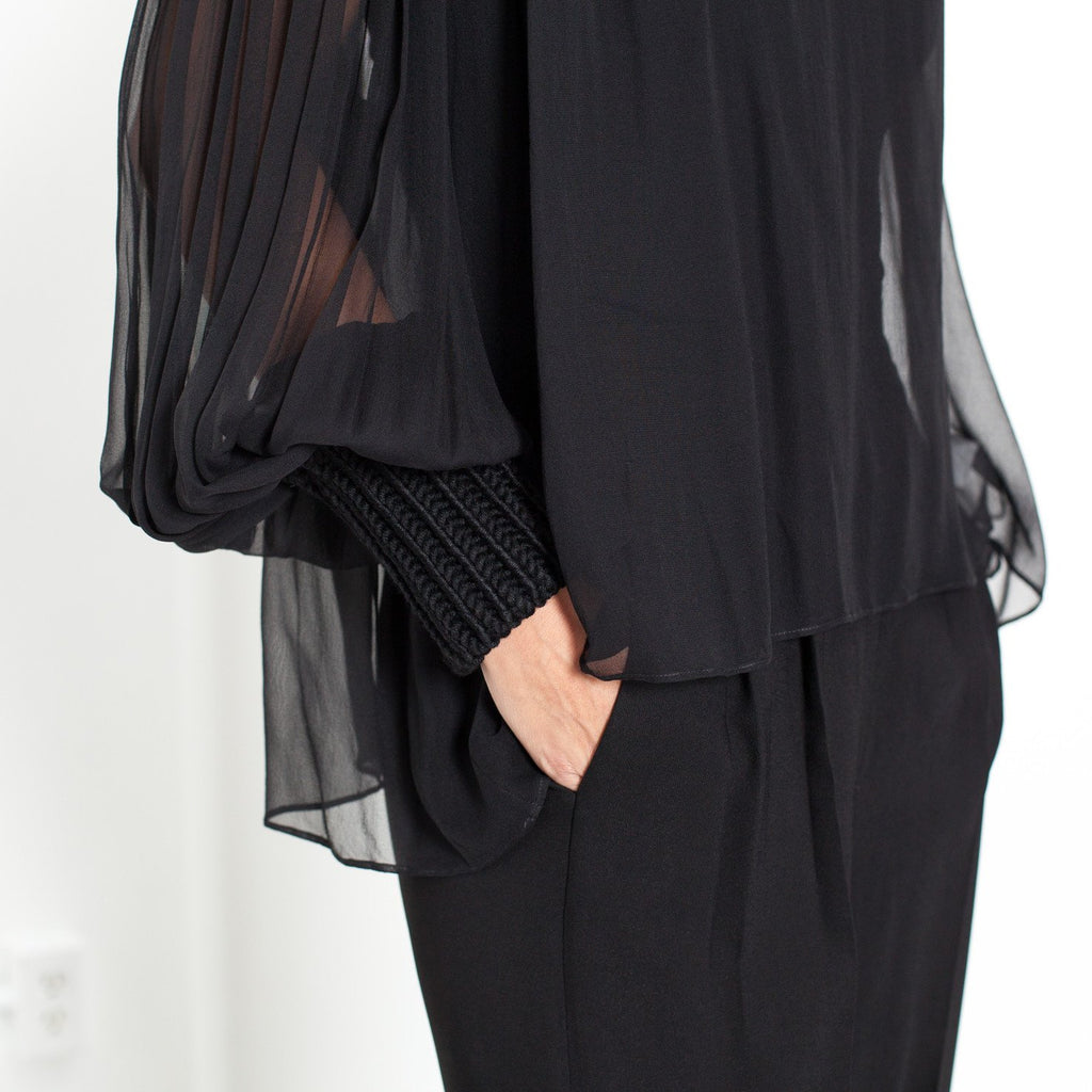 Poet Silk Sweater in Black