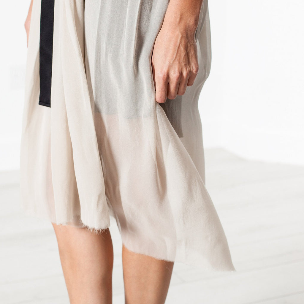 Chiffon Cape Back Dress in Sand