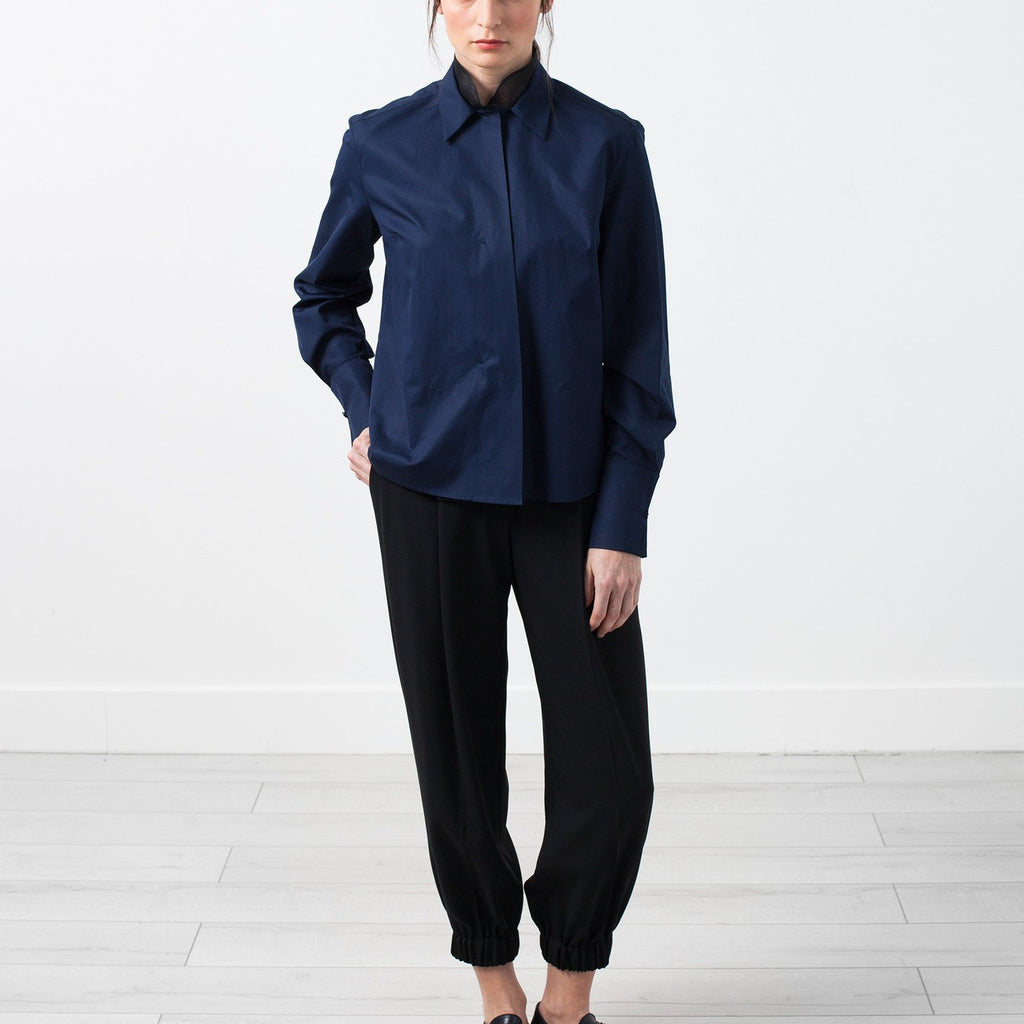 Sheer Silk Collar Button Up