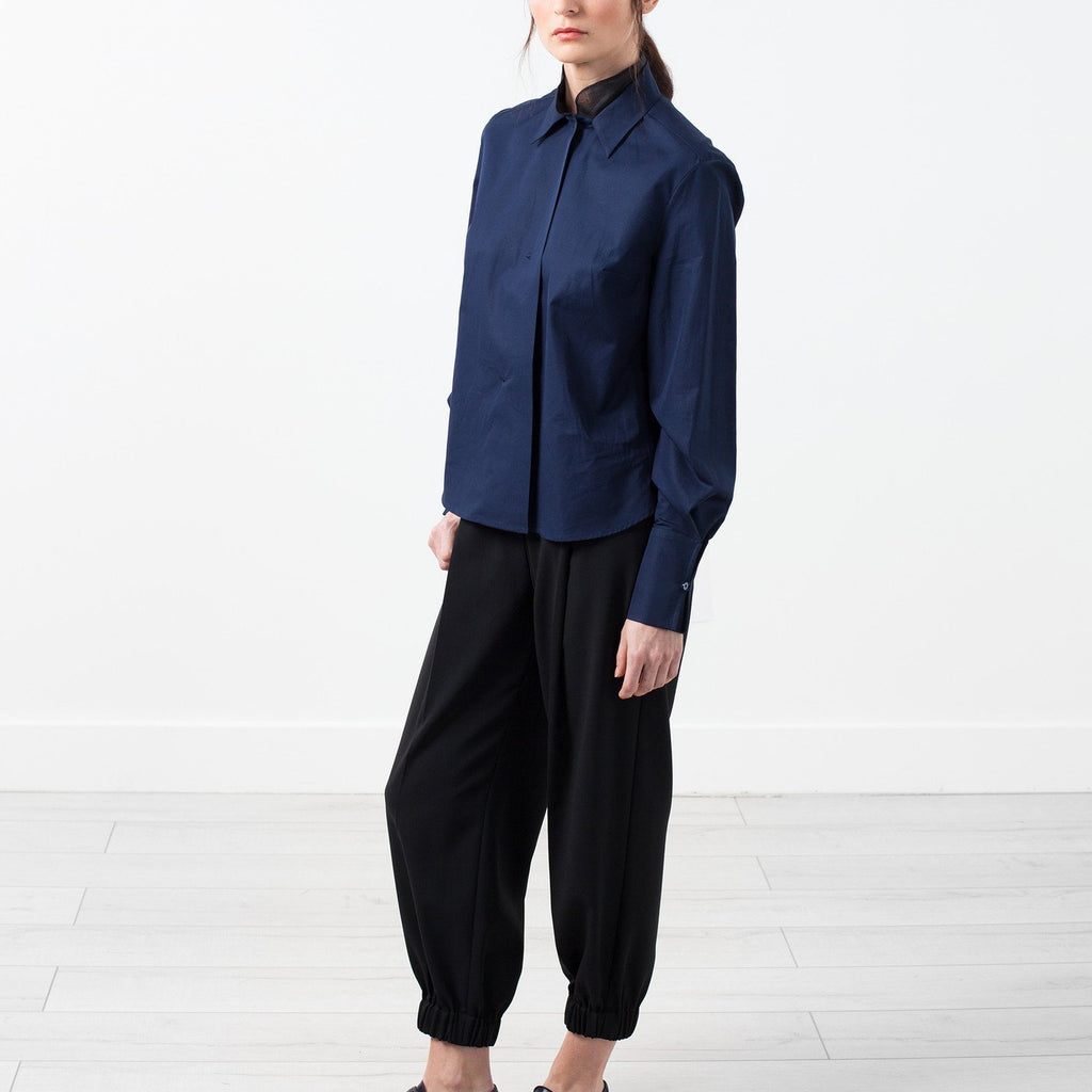 Sheer Silk Collar Button Up