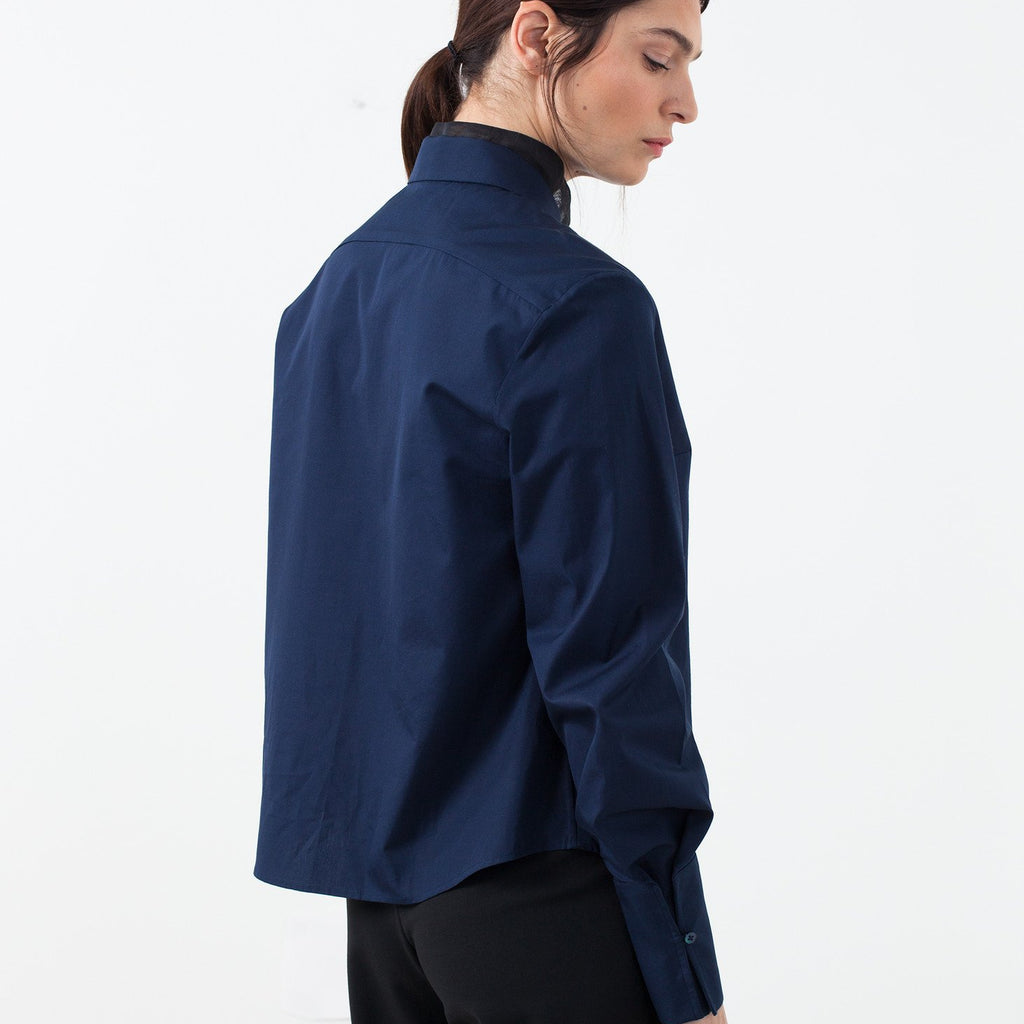 Sheer Silk Collar Button Up