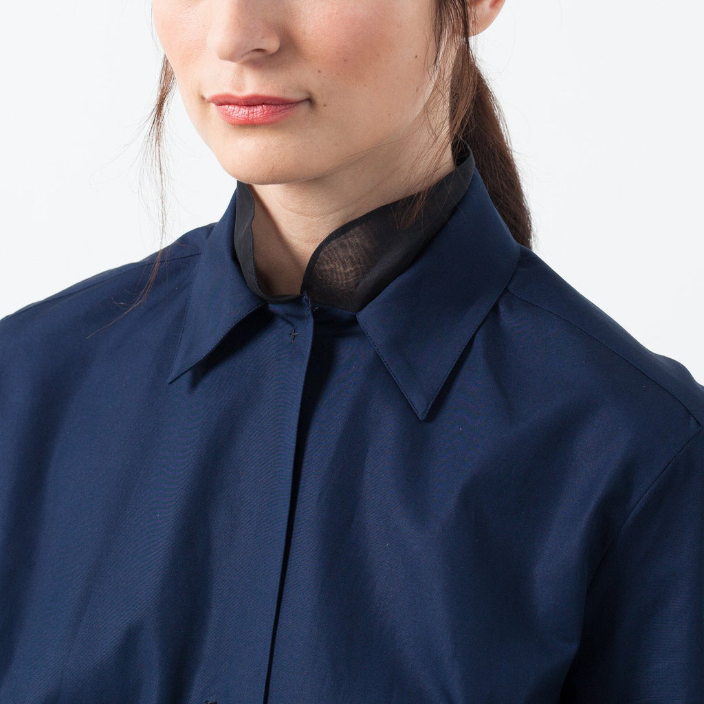 Sheer Silk Collar Button Up