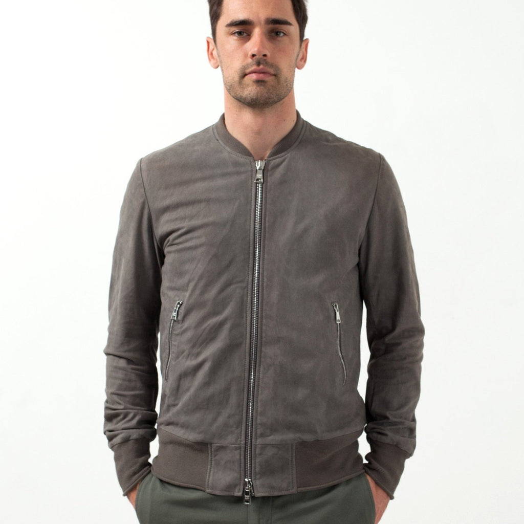 Leather Bomber Jacket in Dust