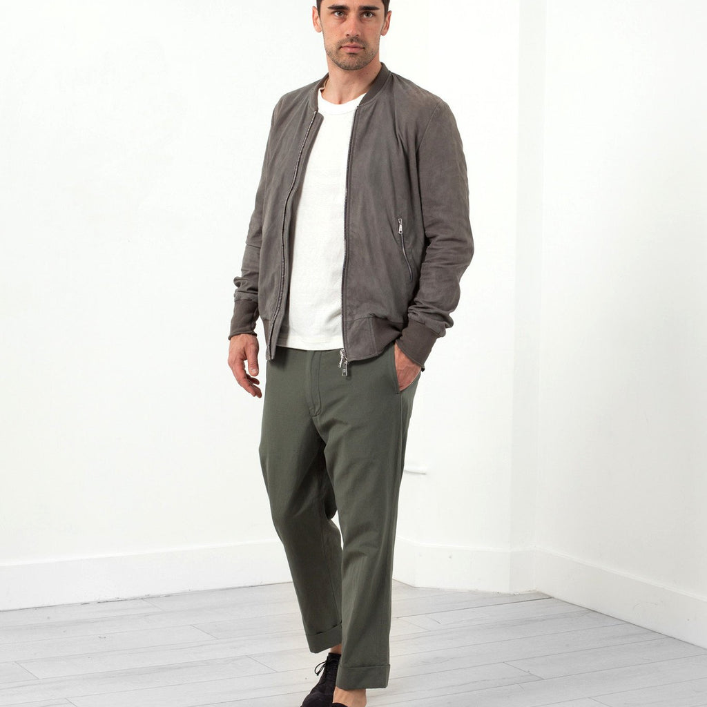 Leather Bomber Jacket in Dust