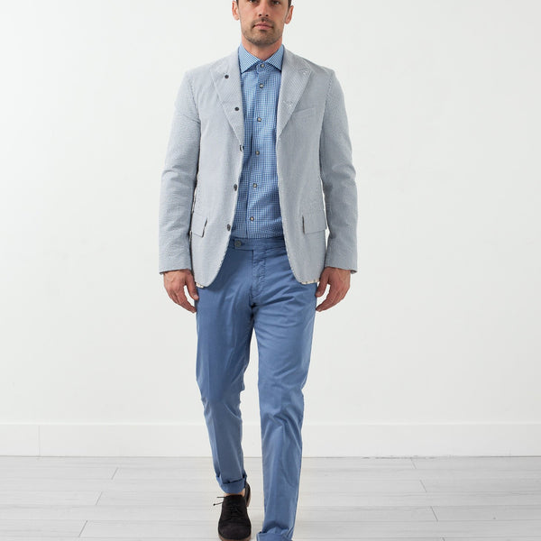 Seersucker Five Button Blazer