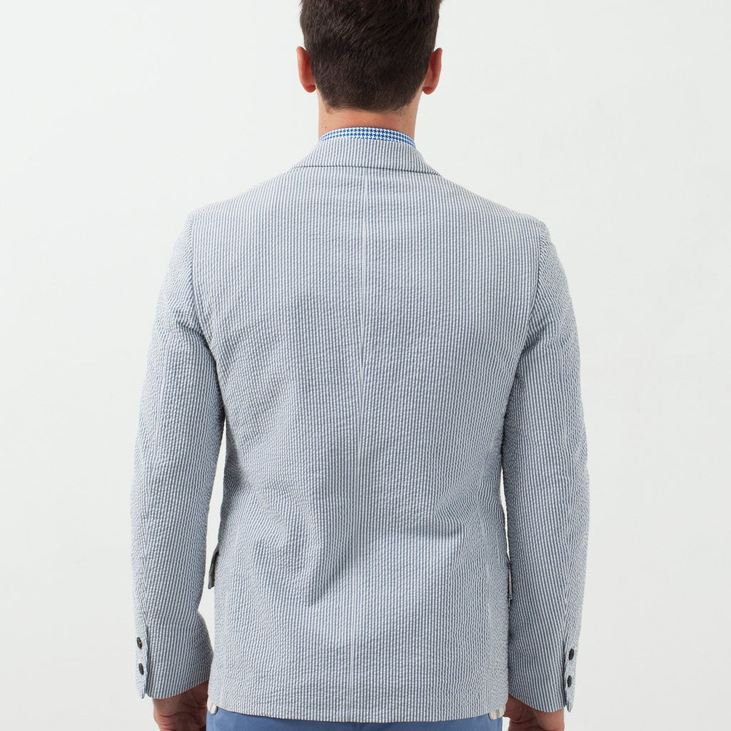 Seersucker Five Button Blazer